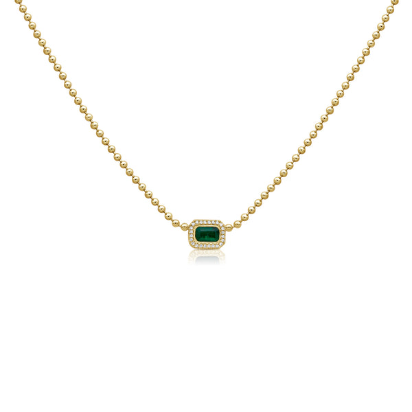 14K GOLD DIAMOND EMERALD SHANNA NECKLACE