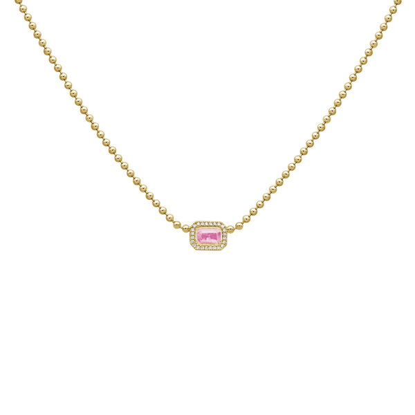 14K GOLD DIAMOND PINK SAPPHIRE SHANNA NECKLACE