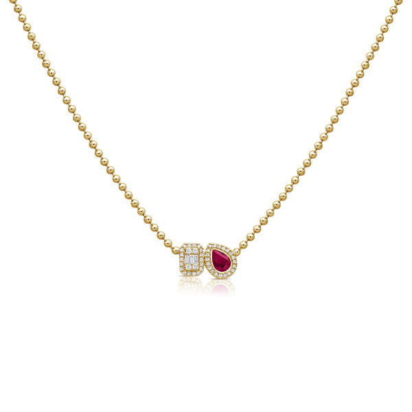 14K GOLD DIAMOND RUBY SERENA NECKLACE