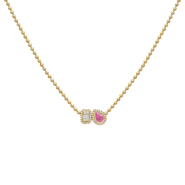 14K GOLD DIAMOND PINK SAPPHIRE SERENA NECKLACE