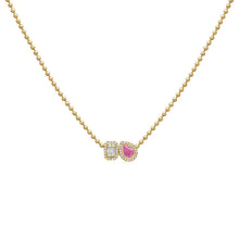14K GOLD DIAMOND PINK SAPPHIRE SERENA NECKLACE