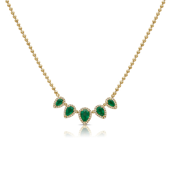 14K GOLD DIAMOND EMERALD ELIZA NECKLACE