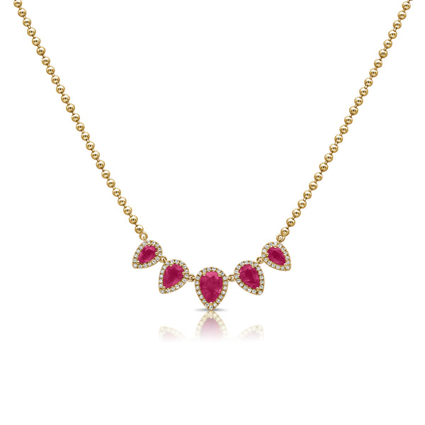 14K GOLD DIAMOND PINK SAPPHIRE ELIZA NECKLACE