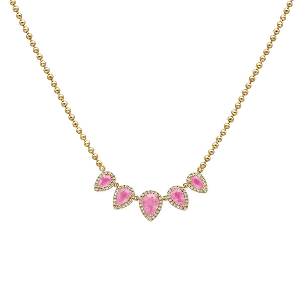 14K GOLD DIAMOND PINK SAPPHIRE ELIZA NECKLACE