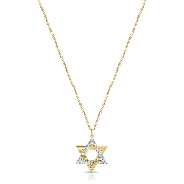 14K GOLD DIAMOND LEYA STAR OF DAVID NECKLACE