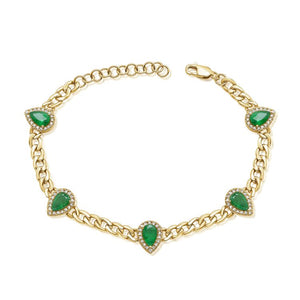 14K GOLD DIAMOND EMERALD LENI BRACELET