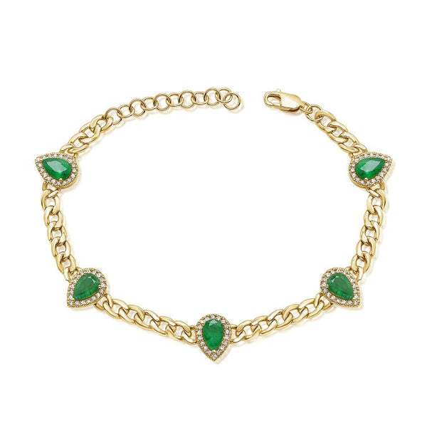 14K GOLD DIAMOND EMERALD LENI BRACELET