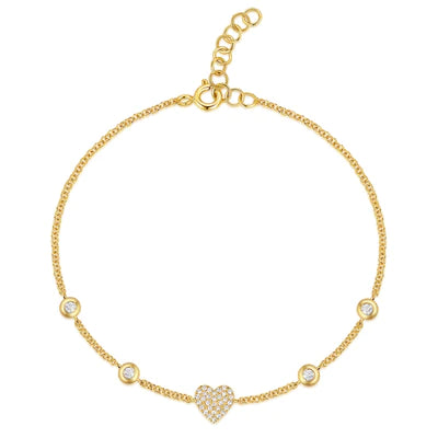 14K GOLD DIAMOND SOFIA HEART BRACELET