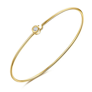 14K GOLD DIAMOND BEZEL BANGLE