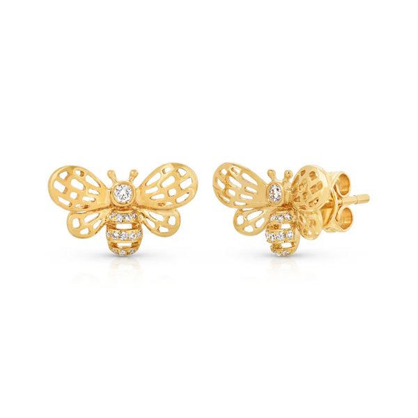 14K GOLD DIAMOND BRITNEY BUTTERFLY STUDS