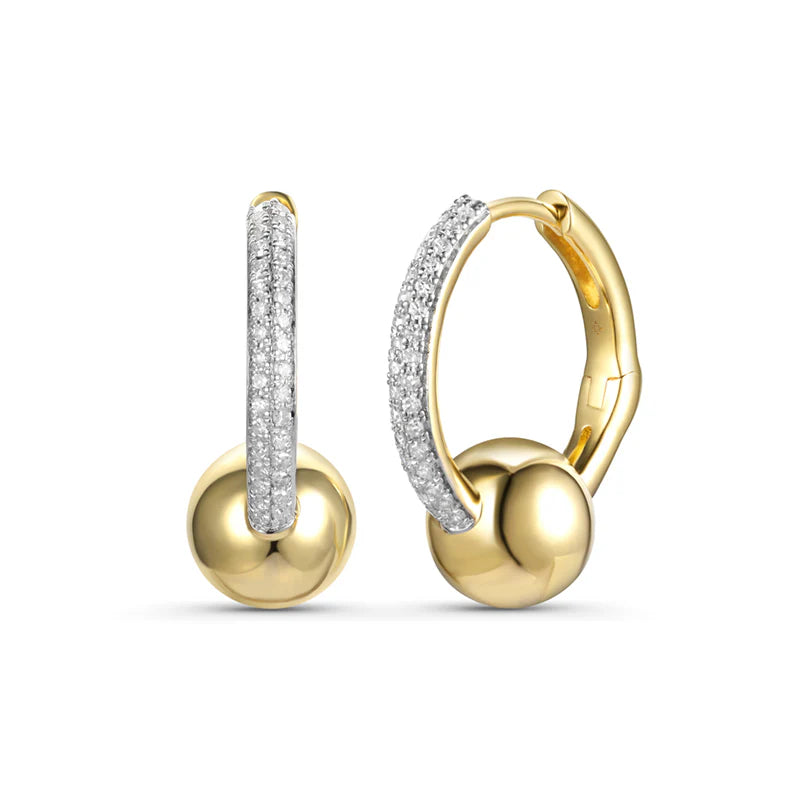 14K GOLD DIAMOND TINA HOOPS