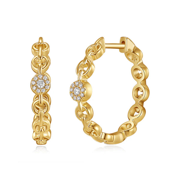 14K GOLD DIAMOND LEORA HOOPS