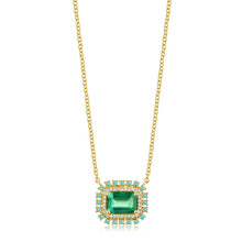 14K GOLD DIAMOND EMERALD AND TURQUOISE JULIE NECKLACE