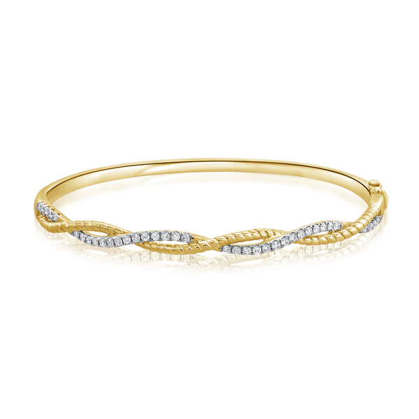 14K GOLD DIAMOND DVORA BANGLE