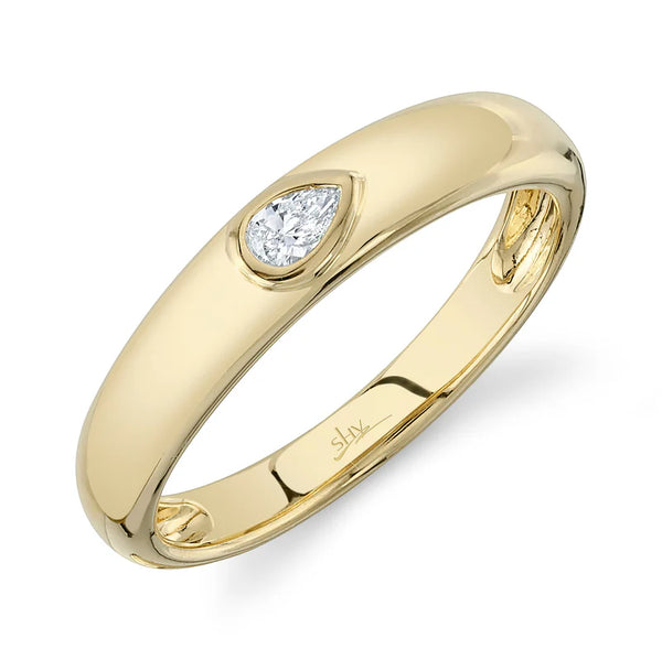 14K GOLD DIAMOND SAGE PEAR RING