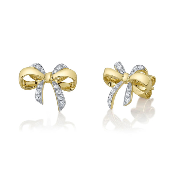 14K GOLD DIAMOND SALLY BOW STUDS