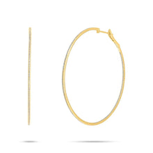 14K GOLD DIAMOND 2.50" SKINNY HOOPS