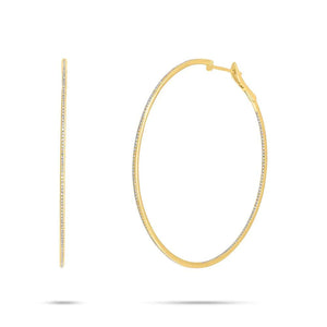 14K GOLD DIAMOND 2.50" SKINNY HOOPS