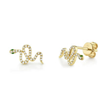 14K GOLD DIAMOND EMERALD SURI SNAKE STUDS