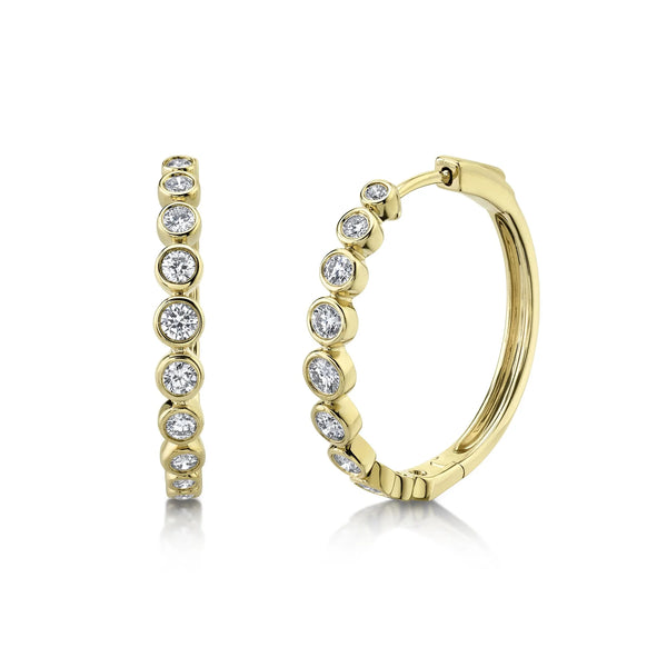 14K GOLD DIAMOND GRADUATED BEZEL HOOPS