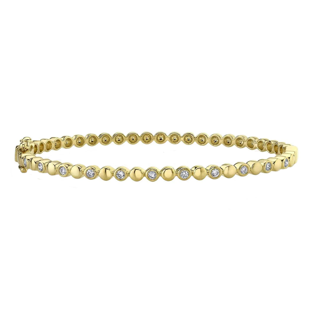 14K GOLD DIAMOND KAREN BEZEL BANGLE