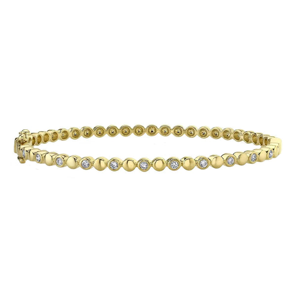14K GOLD DIAMOND KAREN BEZEL BANGLE
