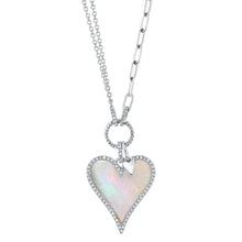 14K GOLD DIAMOND MOTHER OF PEARL VIVI HEART NECKLACE