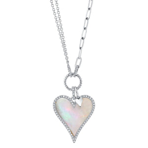 14K GOLD DIAMOND MOTHER OF PEARL VIVI HEART NECKLACE
