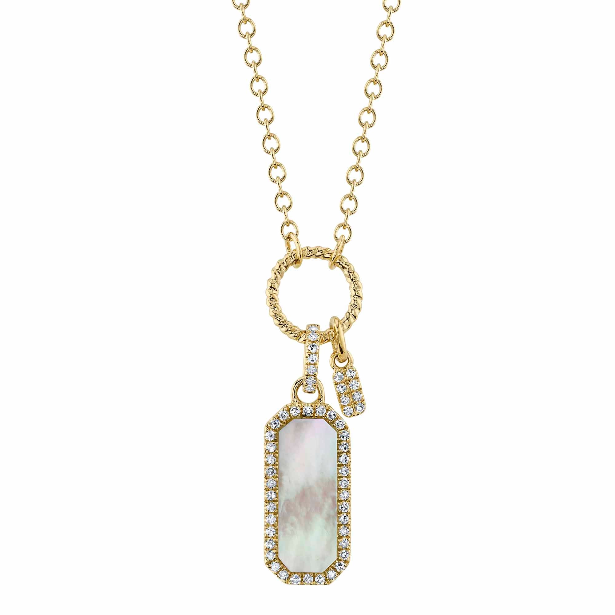 14K GOLD DIAMOND MOTHER OF PEARL EDEN DOG TAG NECKLACE – Jen
