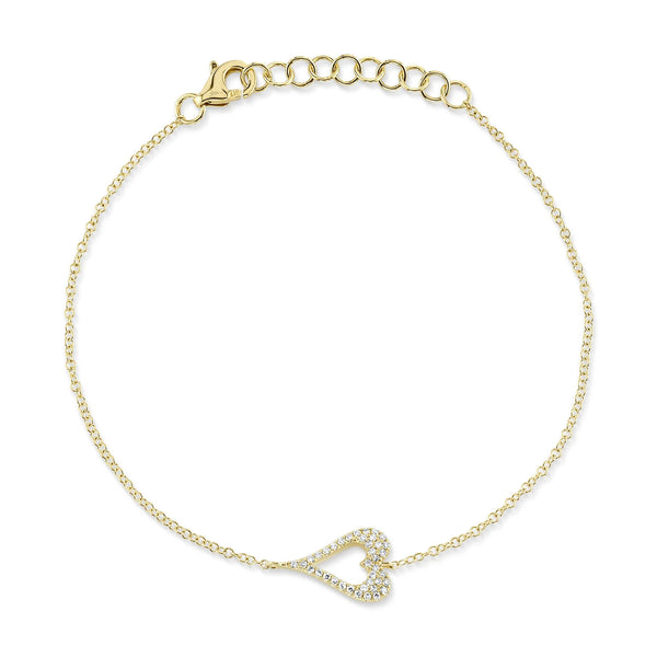 14K GOLD DIAMOND JACKIE HEART BRACELET