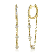 14K GOLD DIAMOND PEARL KELSEY HUGGIE EARRINGS