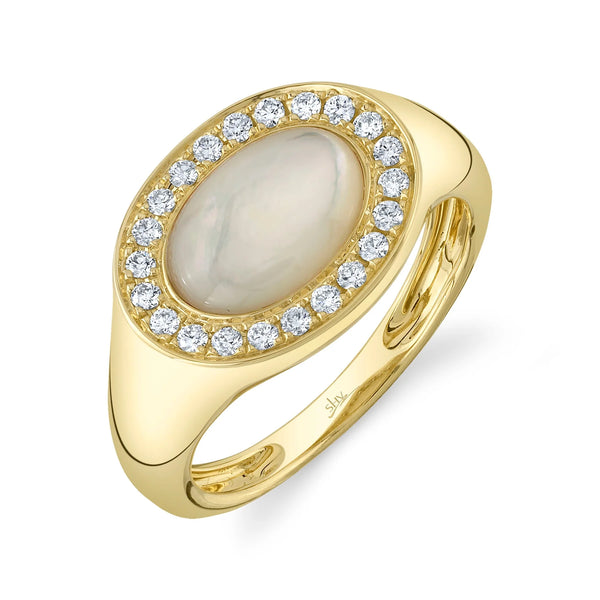 14K GOLD DIAMOND MOTHER OF PEARL COLETTE RING