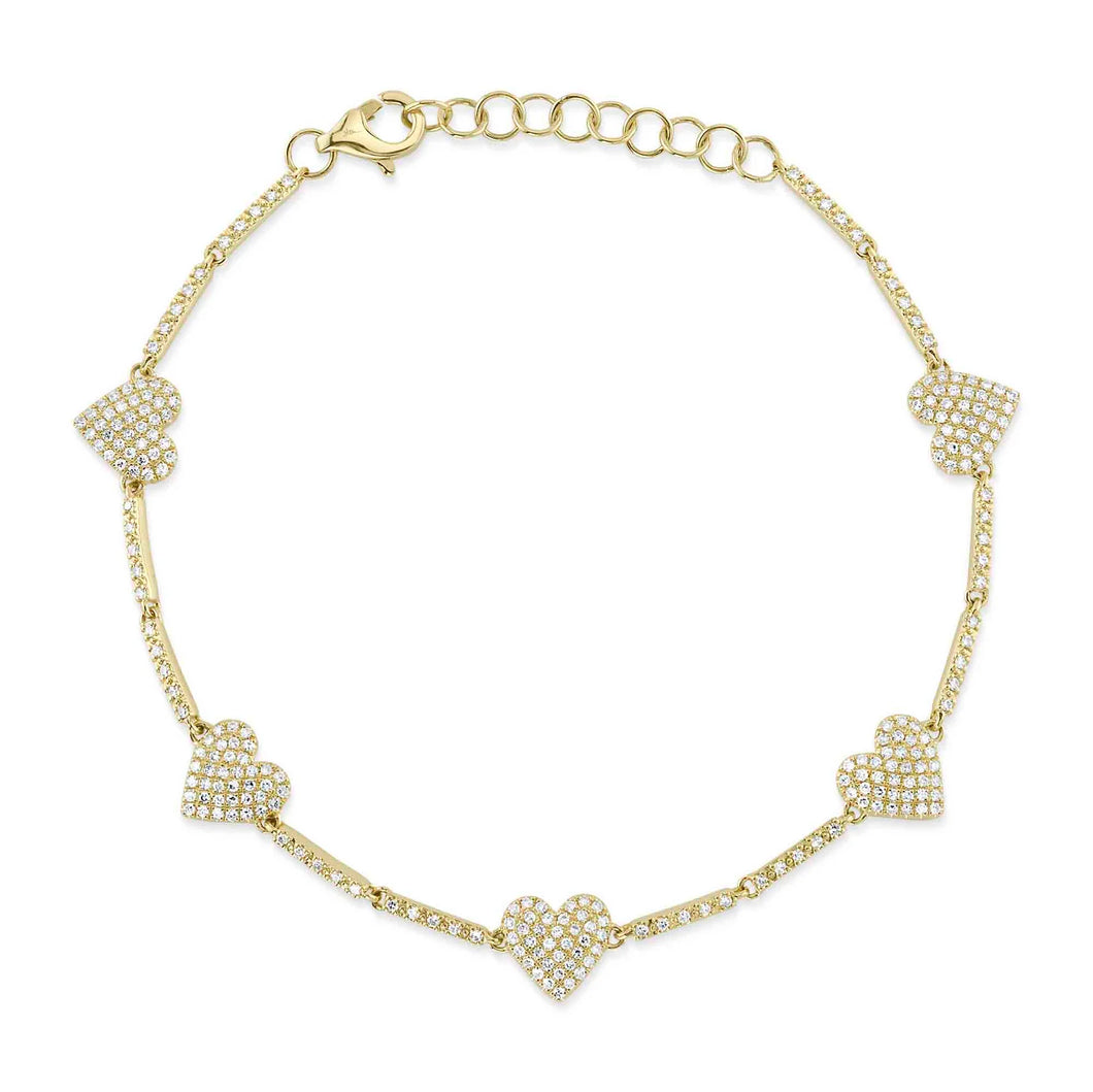 14K GOLD DIAMOND ALEXANDRA HEART BRACELET