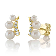 14K GOLD DIAMOND PEARL REESA STUDS