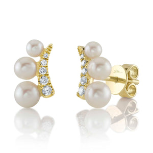 14K GOLD DIAMOND PEARL REESA STUDS