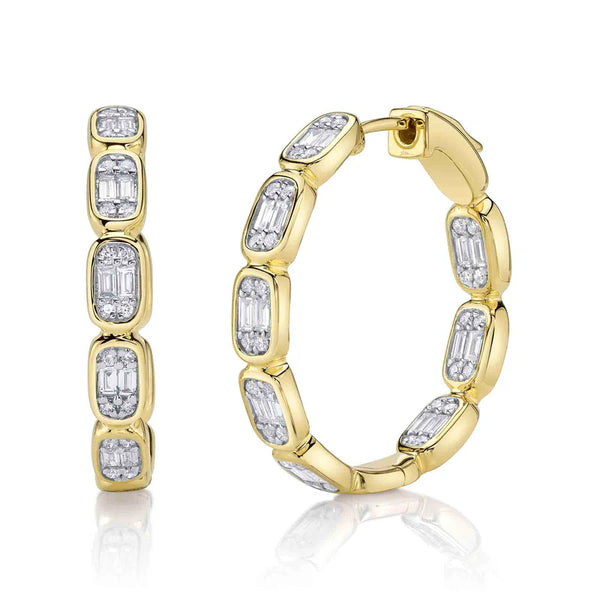 14K GOLD DIAMOND CHER HOOPS