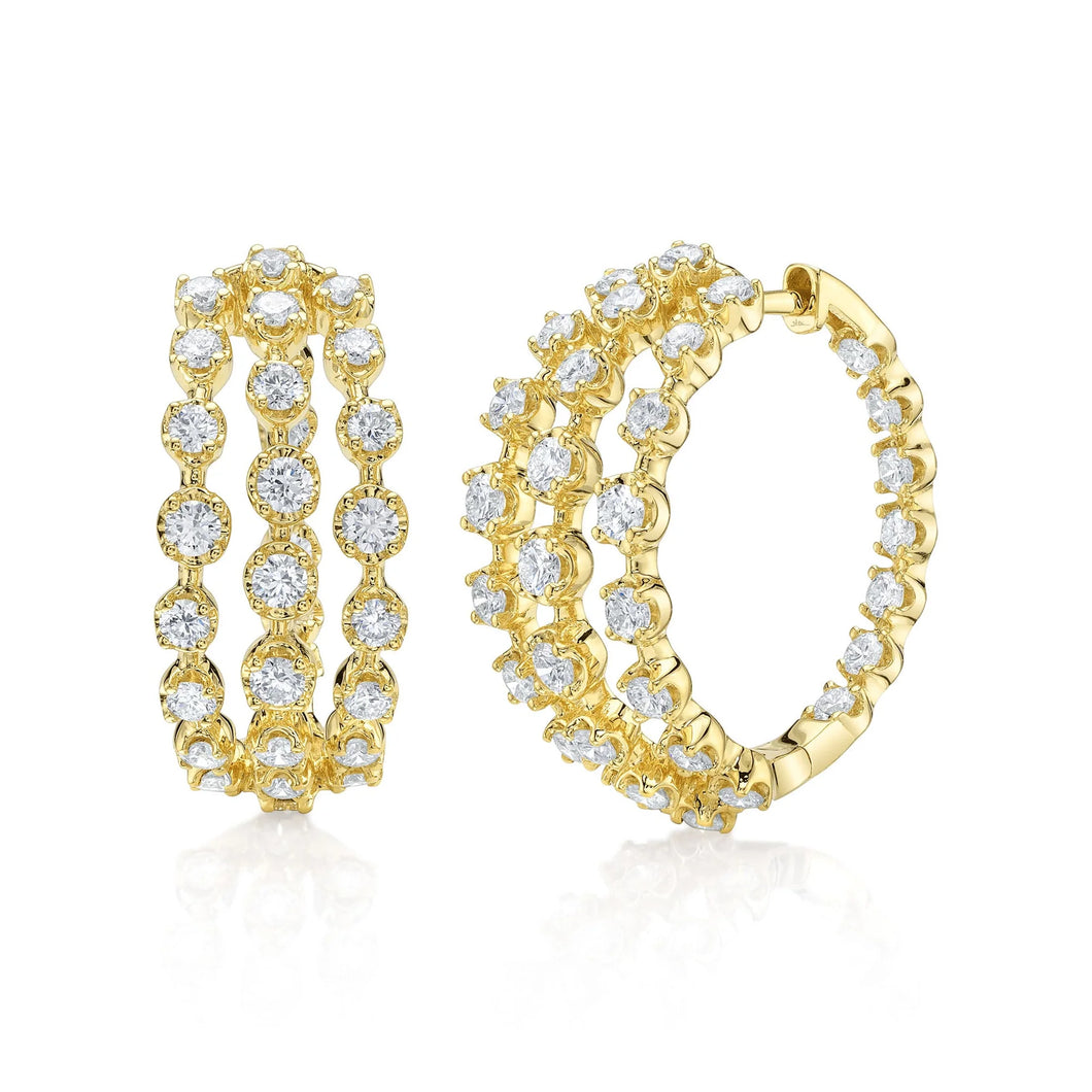 14K GOLD DIAMOND MOLLY HOOPS