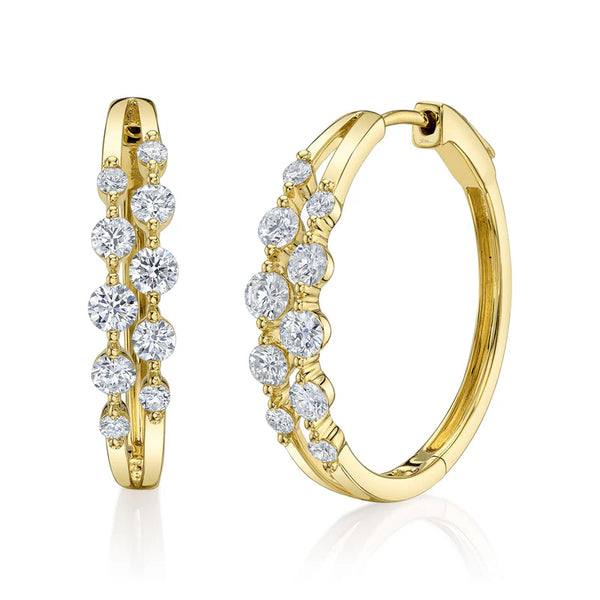 14K GOLD DIAMOND EMMY HOOPS