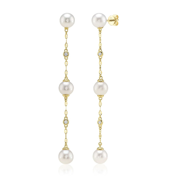 14K GOLD DIAMOND PEARL SADIE EARRINGS