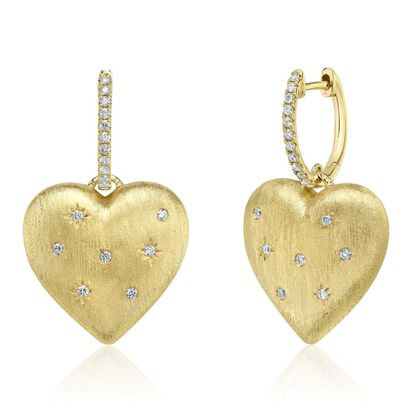 14K GOLD DIAMOND MATTE LIZZIE HEART EARRINGS