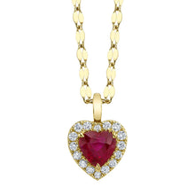 14K GOLD DIAMOND RUBY SHIRA HEART NECKLACE