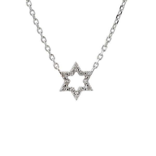 STERLING SILVER DIAMOND STAR OF DAVID NECKLACE