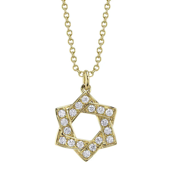 14K GOLD DIAMOND SAMMY STAR OF DAVID NECKLACE