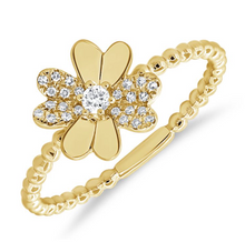 14K GOLD DIAMOND BEA FLOWER RING