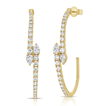 14K GOLD DIAMOND SLOANE HOOPS
