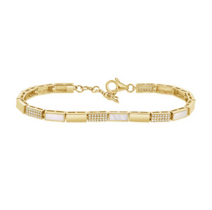 14K GOLD DIAMOND MOTHER OF PEARL KALEY BRACELET