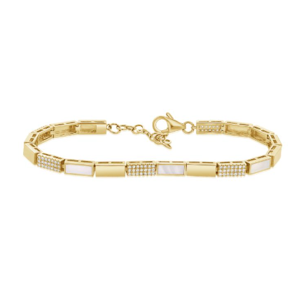 14K GOLD DIAMOND MOTHER OF PEARL KALEY BRACELET