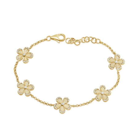 14K GOLD DIAMOND GABI FLOWER BRACELET