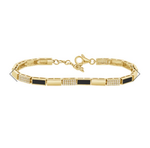 14K GOLD DIAMOND BLACK AGATE KALEY BRACELET