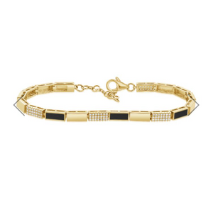 14K GOLD DIAMOND BLACK AGATE KALEY BRACELET